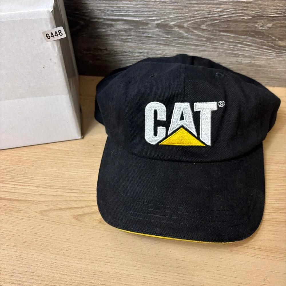 CAT Hat Cap Strap Back Black Outdoors Work Wear One Size Adjustable Mens‎
